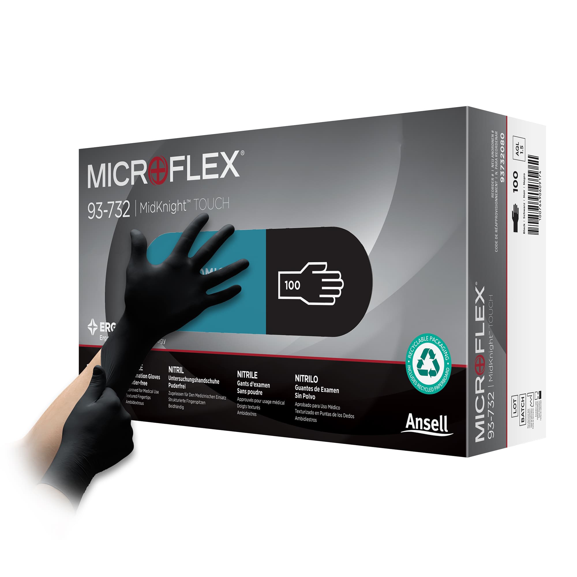 CASE Black Nitrile Gloves Medium P/F (10 x 100)
